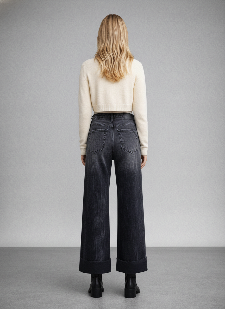 elodie tummy control Elodie Tummy Control Inseam Transform High Rise A-line Wide Jeans view 13 (bottom) - shop at us.meeeshop