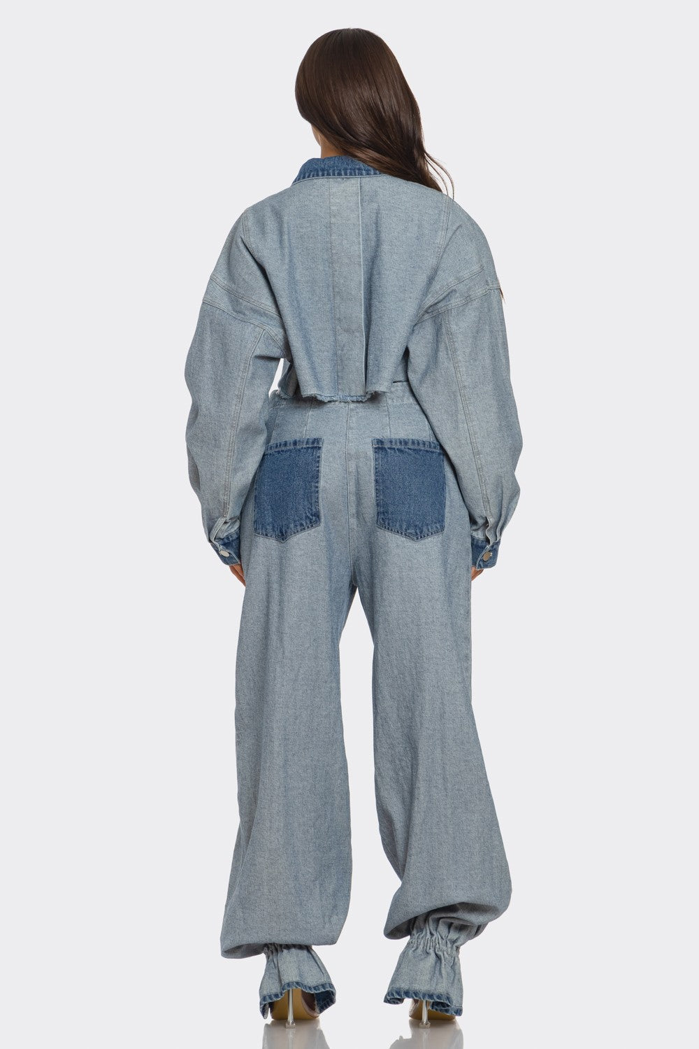 Cropped Contrast Denim Set view 9 - Contrast Short Set (bottom)