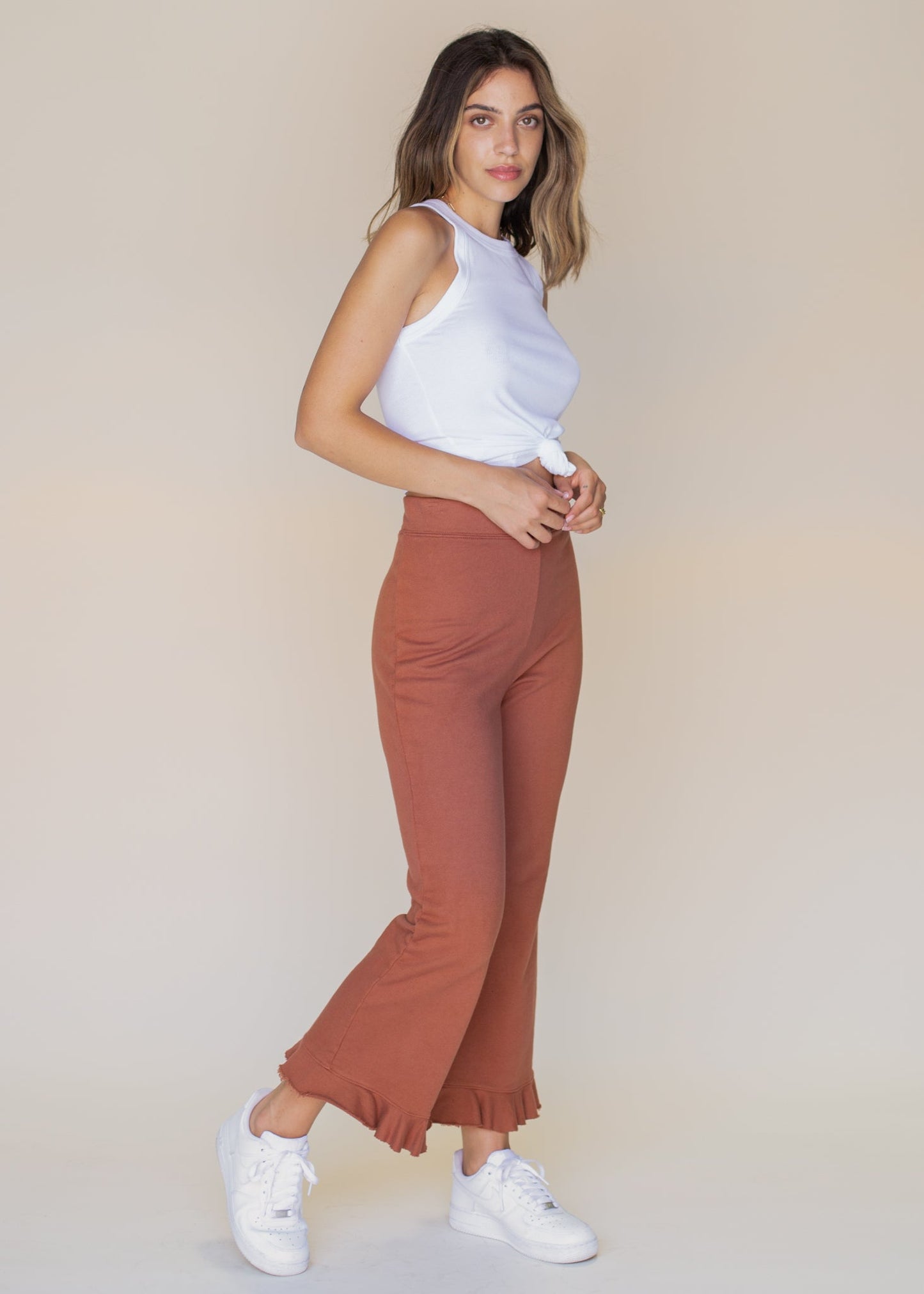 Cropped Frill Sweatpant in XS (bottom)