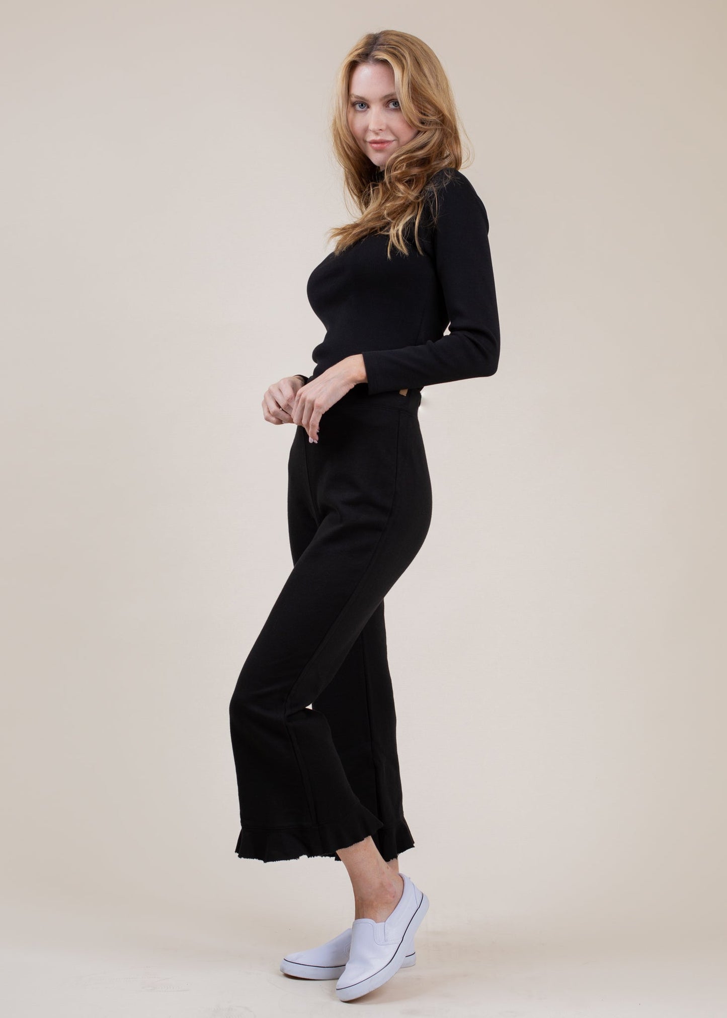 Cropped Frill Sweatpant in XS view 5 (bottom)