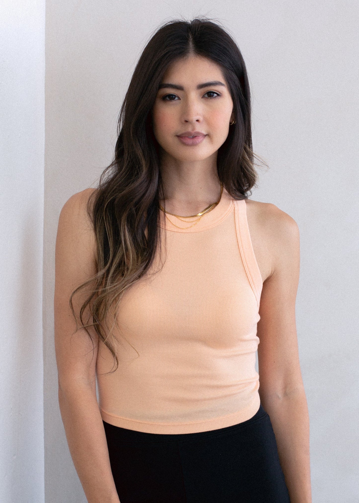 Cropped High Neck Rib Tank in XS view 2 - High Cropped Tank Top