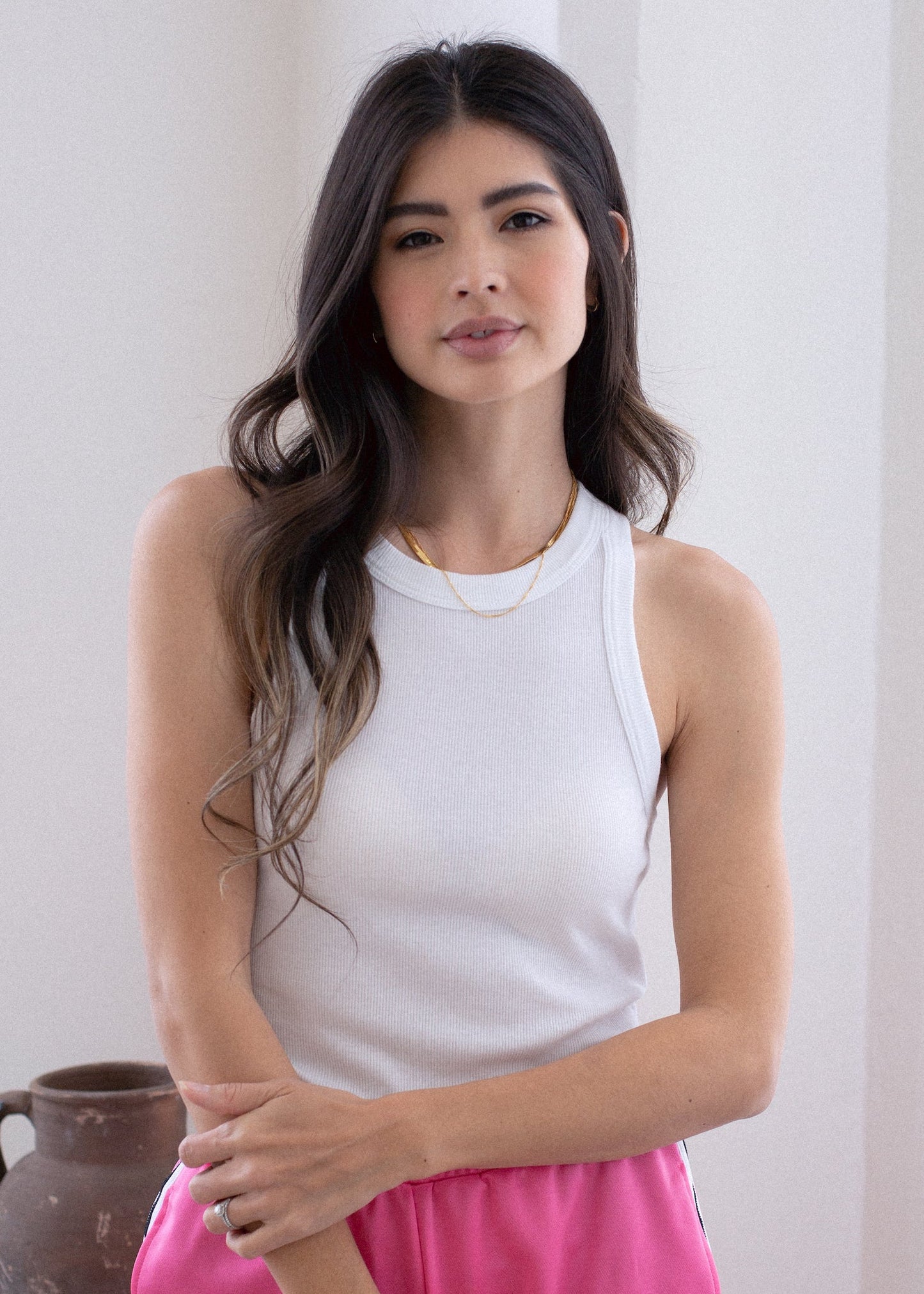 Cropped High Neck Rib Tank in XS view 4 - High Cropped Tank Top