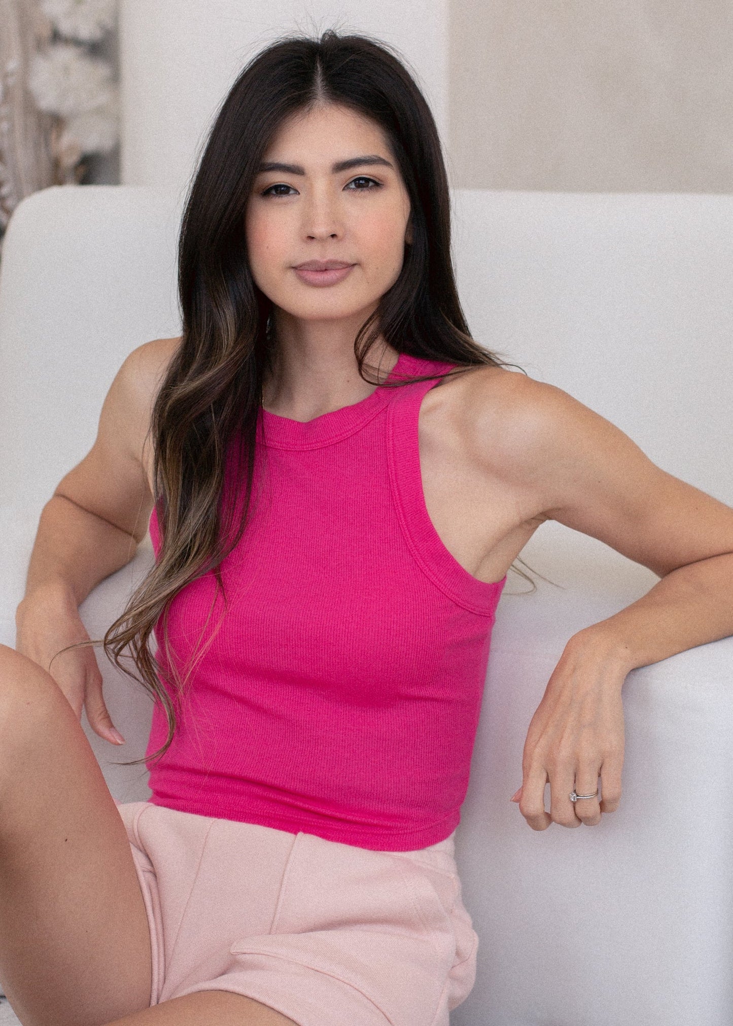 Cropped High Neck Rib Tank in XS view 5 - High Cropped Tank Top