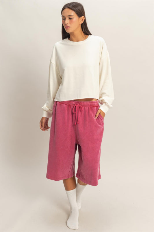 hyfve cropped mineral Hyfve Cropped Mineral Wash Sweatshirt view 2 (top) - shop at us.meeeshop