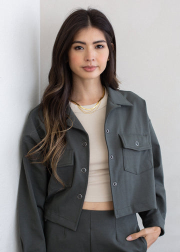 Cropped Worker's Jacket - MeeeShop Women's Fashion