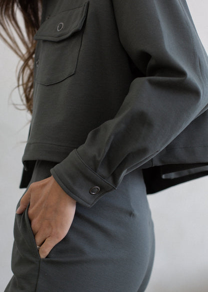 Cropped Worker's Jacket view 5 - Casual Office Outfit - Cropped Work Jacket (layer)