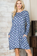 Cross Back Polka Dot Dress with Pockets in Blue Combo - Pol Dress