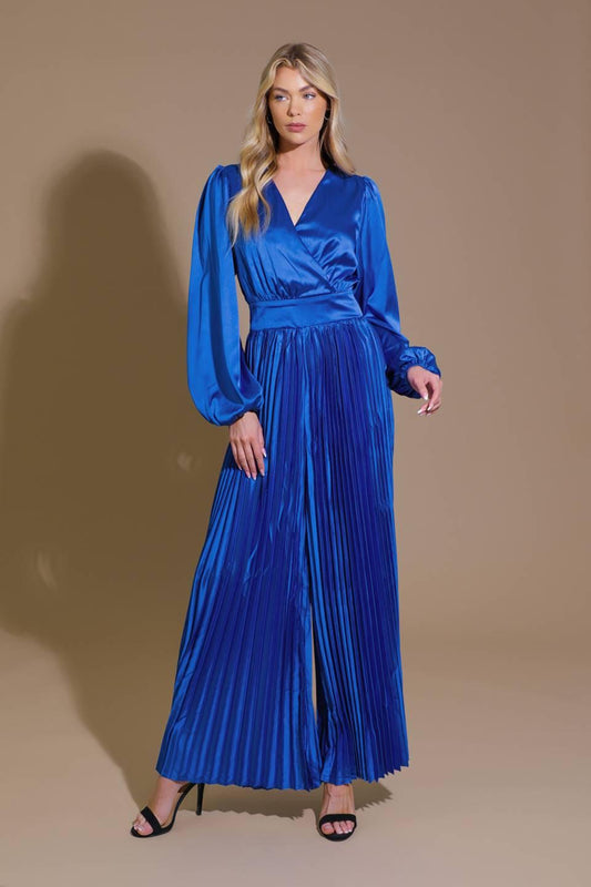 Crushing on You Satin Jumpsuit in BRIGHT BLUE view 2 (one-piece)