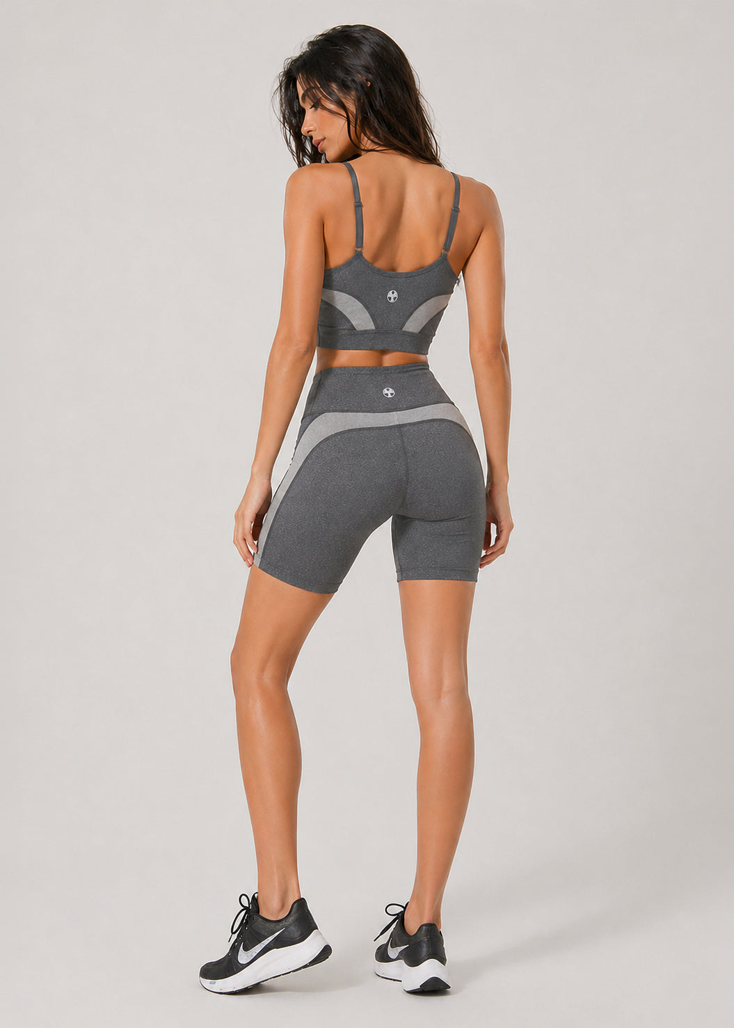 Curve Panel Biker Shorts Made in USA in Grey Remix view 5 - Made Usa (bottom)