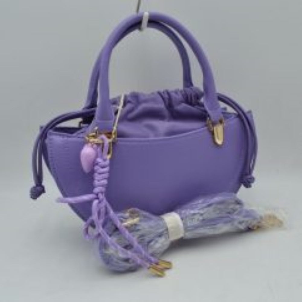 Curved Top Handle Handbag with Drawstring Inner Pouch in Yellow view 3 - Curved Top Handle Bag