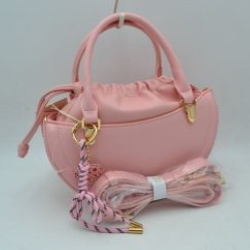 Curved Top Handle Handbag with Drawstring Inner Pouch in Light Blue view 5 - Curved Top Handle Bag