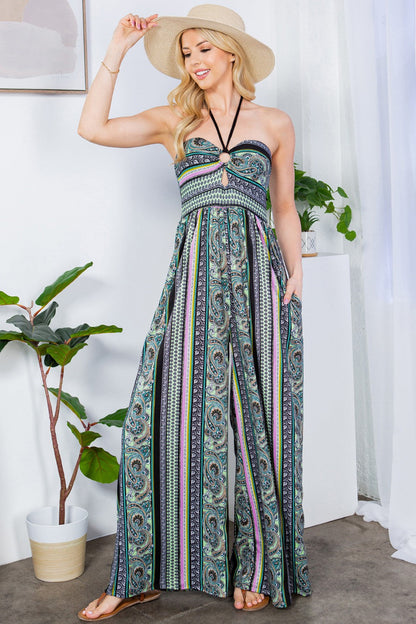 Cut Out Wide Leg Halter Jumpsuit with Pockets in S - Cut Out Jumpsuit Women (one-piece)