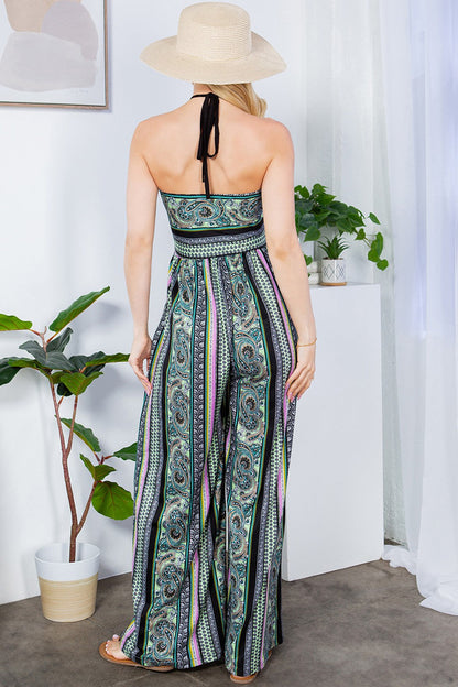Cut Out Wide Leg Halter Jumpsuit with Pockets view 6 - Cut Out Jumpsuit Women (one-piece)