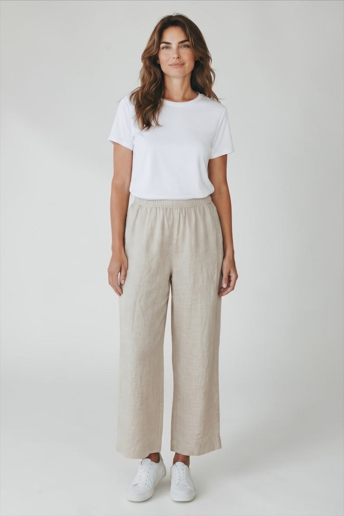 Cotton/Viscose Cropped Pant