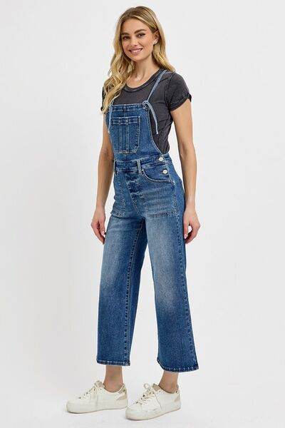 RISEN Knotted Strap Denim Overalls with Pockets Plus Size - us.meeeshop