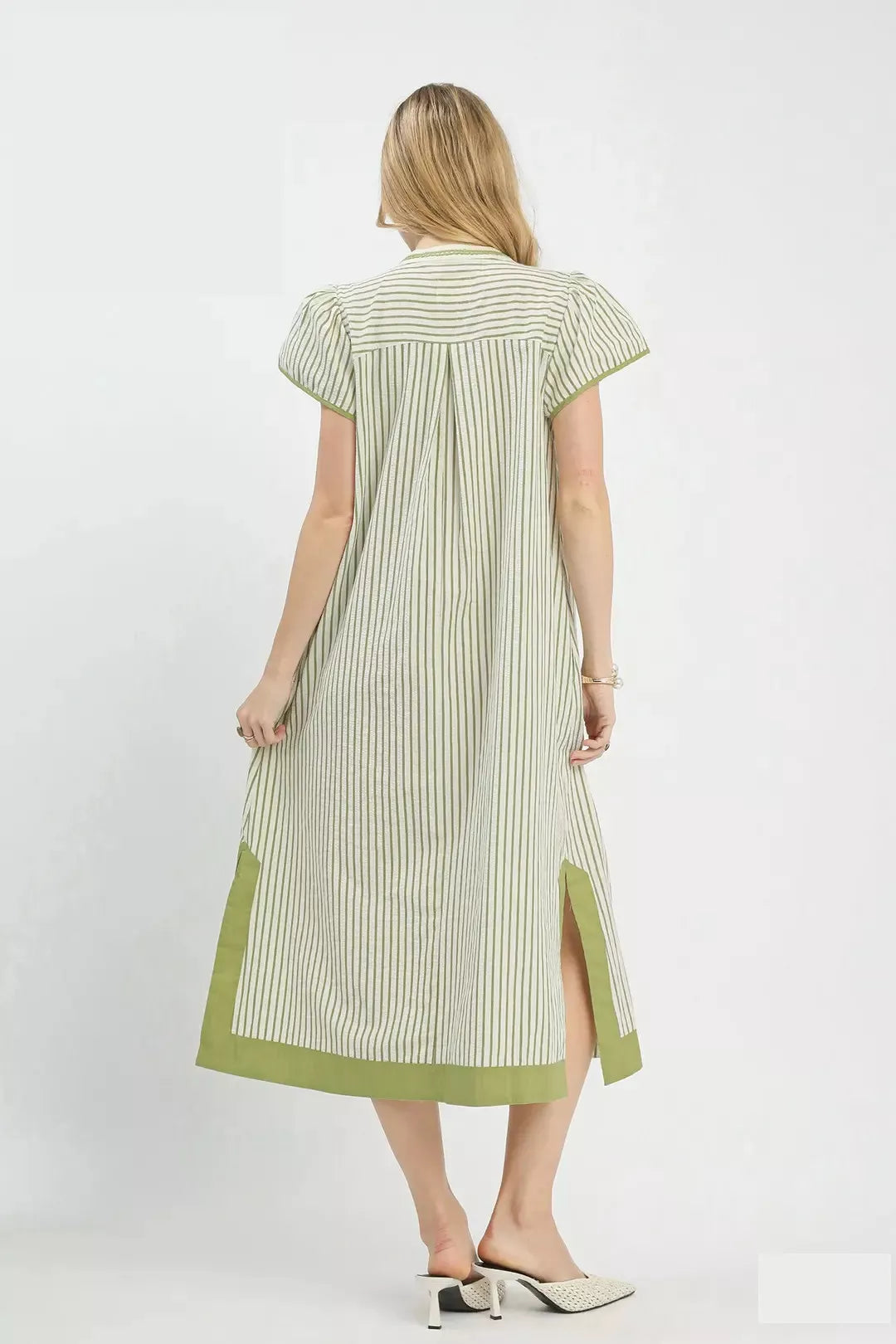 umgee stripe midi Umgee Stripe Midi Dress with Lace Trim view 3 (dress) - shop at us.meeeshop