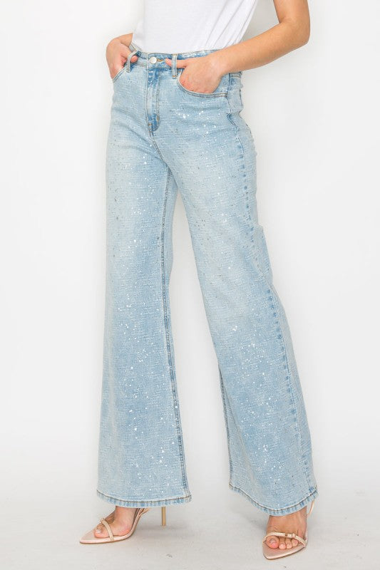 Metallic Ultra High Rise Relaxed Flare Jeans | view 8 | Artemis Vintage | us.meeeshop