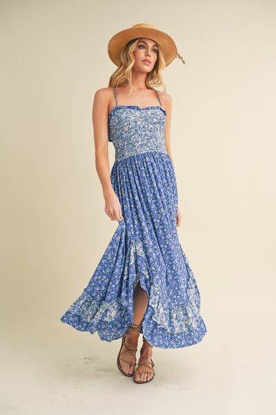 Aemi + Co Ditsy Floral Ruffled Hem Maxi Cami Dress - us.meeeshop