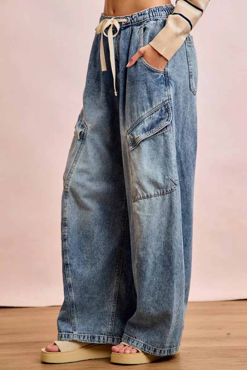 Bibi Baggy Barrel Jeans with Cargo Pockets | view 2 | Trendsi | us.meeeshop