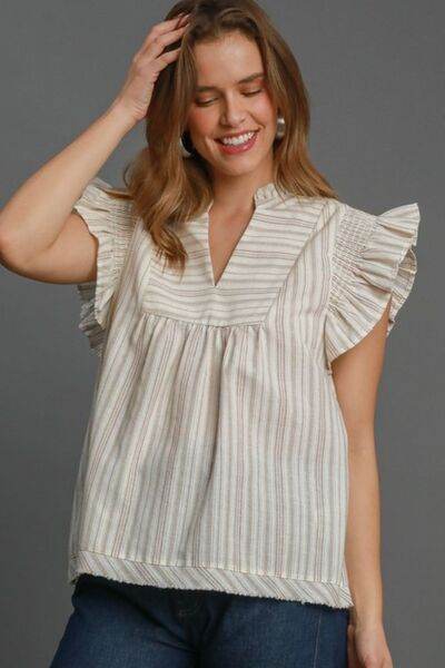 Umgee | Striped Babydoll Top Plus Size - us.meeeshop