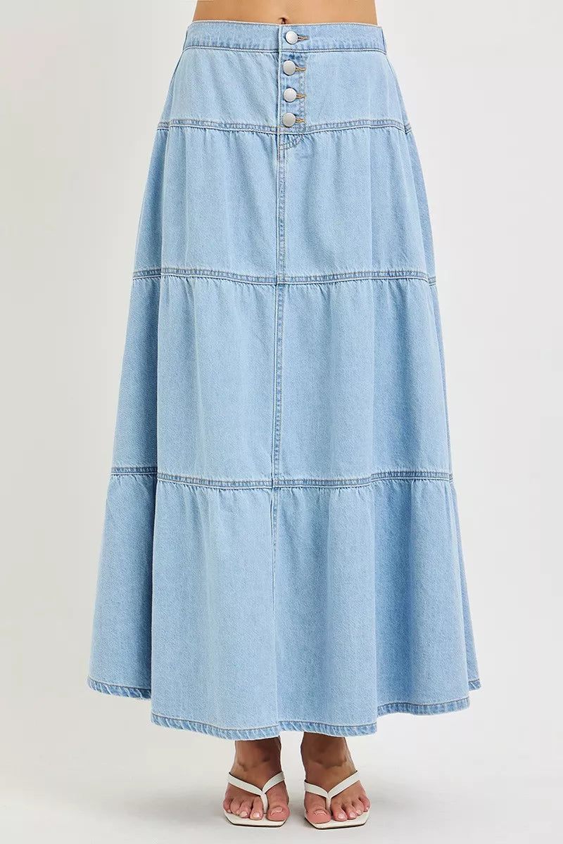 risen high rise Risen High Rise Ruffle Long Skirts view 3 (skirt) - shop at us.meeeshop