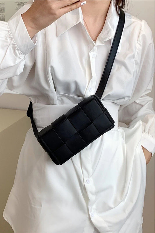 Zenana Vegan Leather Woven Crossbody Bag | us.meeeshop