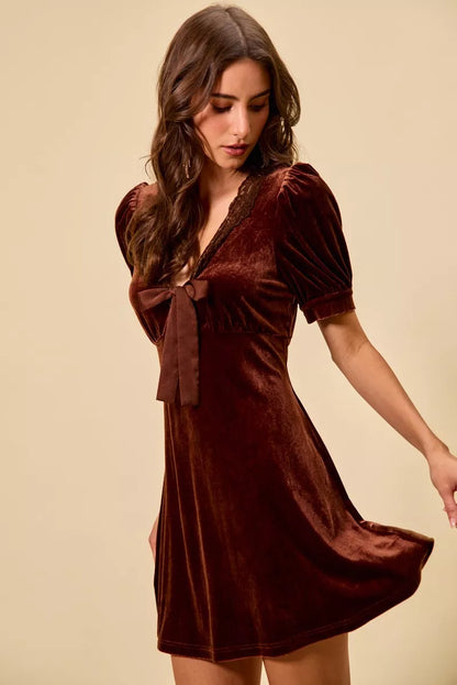 velvet short sleeves So Me Velvet Short Sleeves Mini Dress view 4 (dress) - shop at us.meeeshop