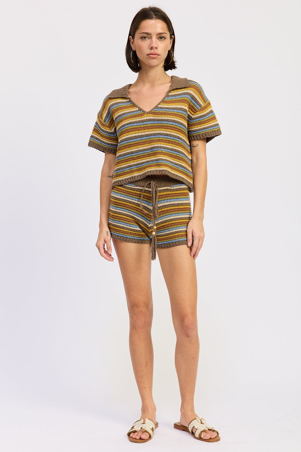 Daela Shorts Brown Multi (bottom) - dae shorts, thedarlaeliza shorts, deelee shorts - shop at us.meeeshop