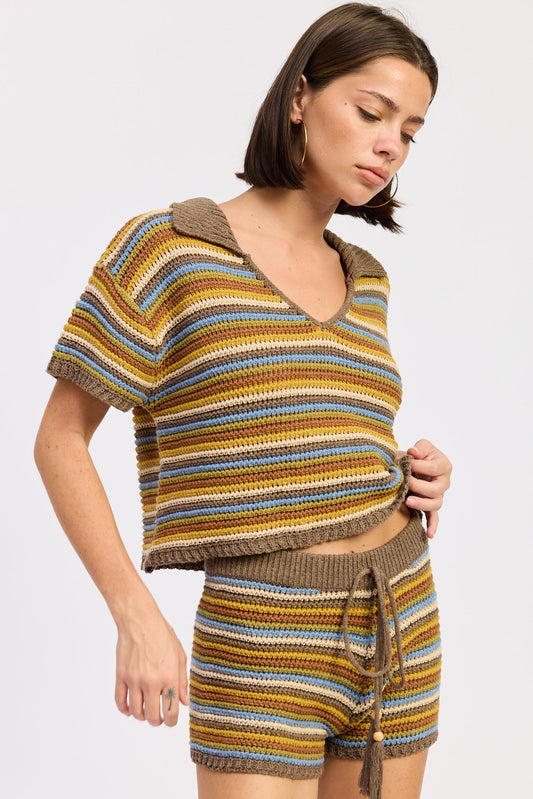 Daela Top in Brown Multi view 2 - Dee Topa