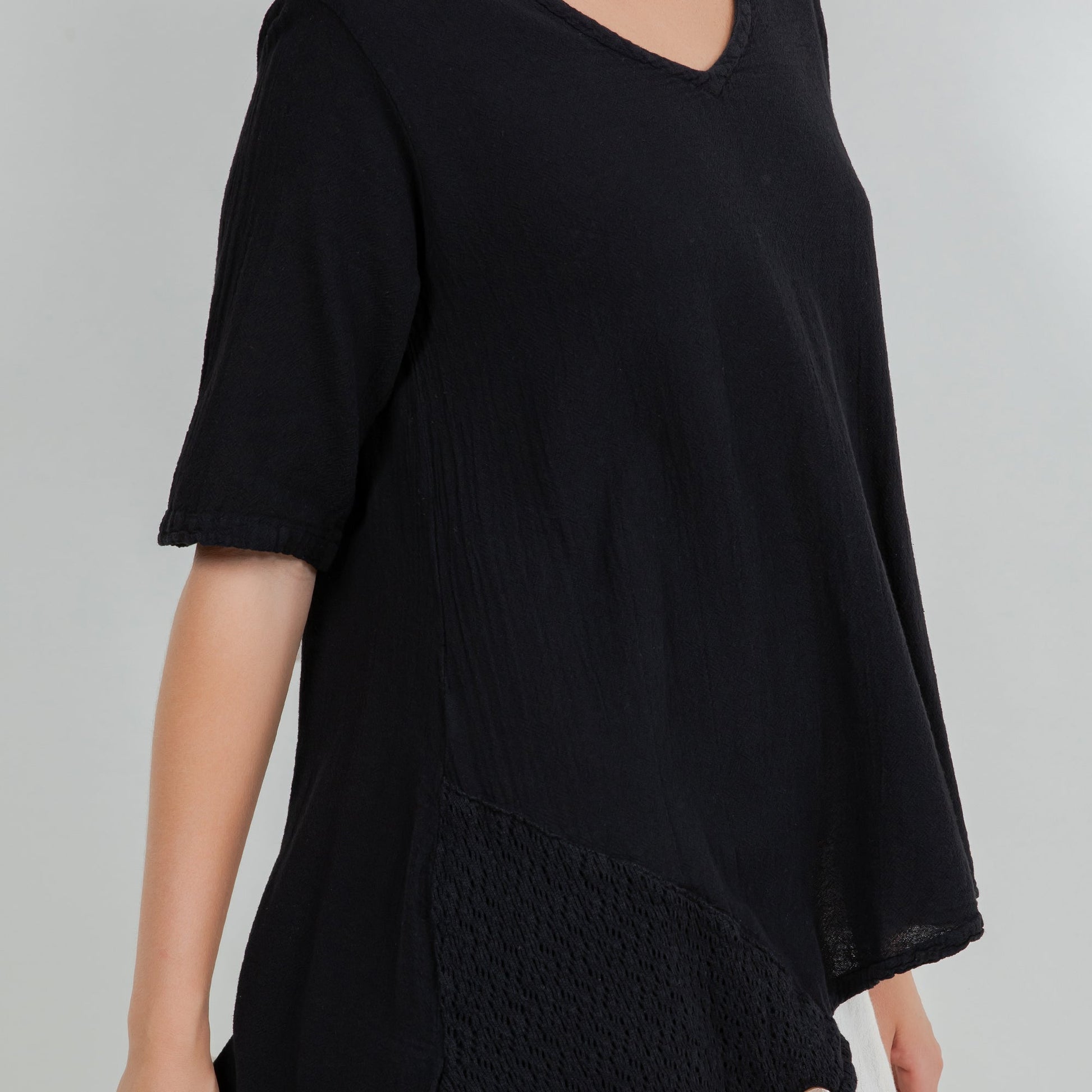 Dagny Top - Cotton Knit Accents Overlay a Fun Sidekick 100% Cotton Gauze in 1 (S/M) view 11 - Fall Wardrobe Essential