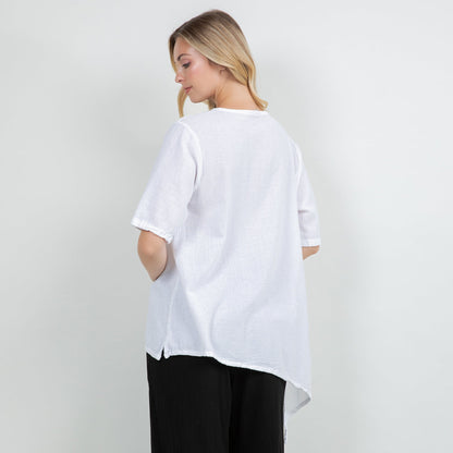 Dagny Top - Cotton Knit Accents Overlay a Fun Sidekick 100% Cotton Gauze in 2 (L/XL) view 20 - Fall Wardrobe Essential