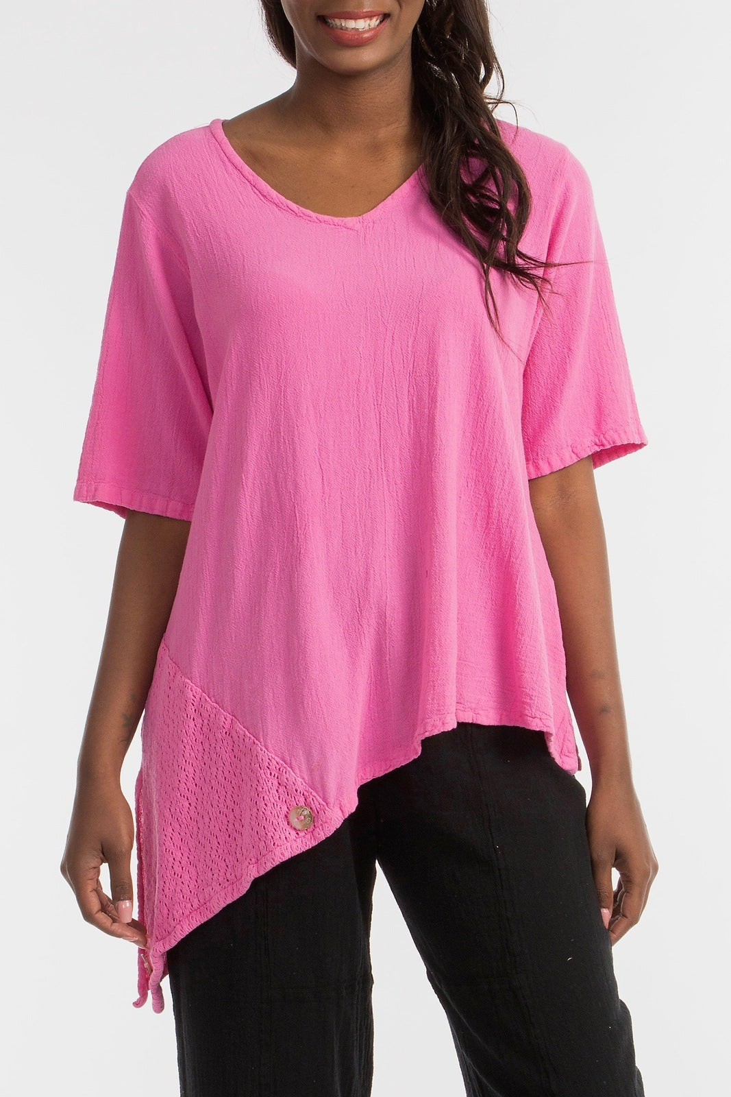Dagny Top - Cotton Knit Accents Overlay a Fun Sidekick 100% Cotton Gauze in 2 (L/XL) view 21 - Fall Wardrobe Essential
