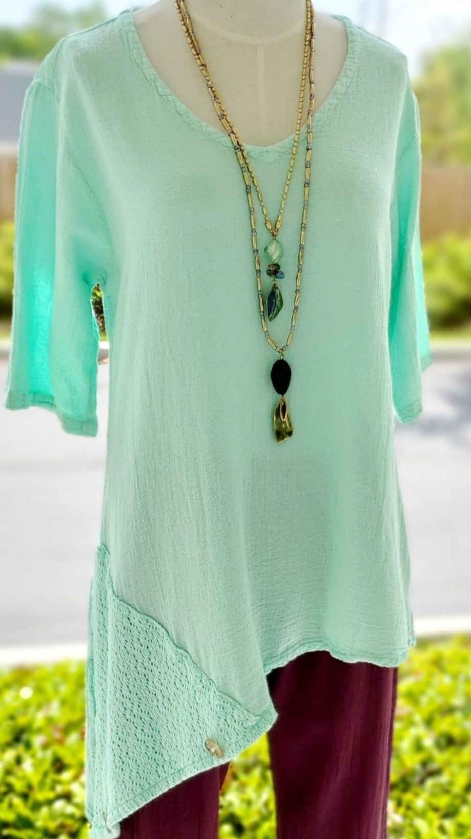 Dagny Top - Cotton Knit Accents Overlay a Fun Sidekick 100% Cotton Gauze in 2 (L/XL) view 23 - Fall Wardrobe Essential
