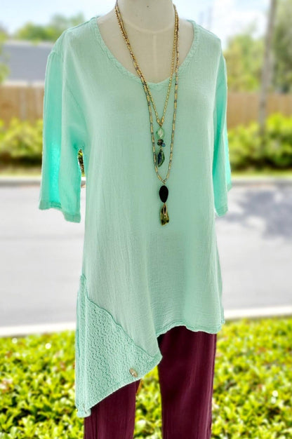Dagny Top - Cotton Knit Accents Overlay a Fun Sidekick 100% Cotton Gauze in 2 (L/XL) view 24 - Fall Wardrobe Essential