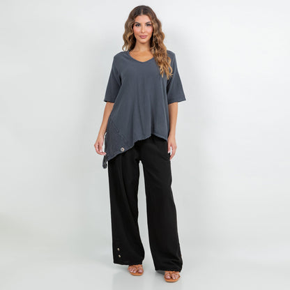 Dagny Top - Cotton Knit Accents Overlay a Fun Sidekick 100% Cotton Gauze in 0 (XS/S) view 4 - Fall Wardrobe Essential