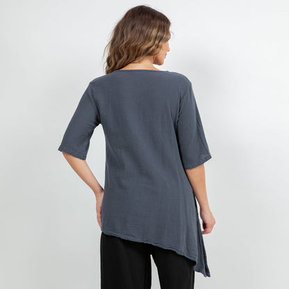 Dagny Top - Cotton Knit Accents Overlay a Fun Sidekick 100% Cotton Gauze in 0 (XS/S) view 5 - Fall Wardrobe Essential