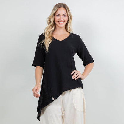 Dagny Top - Cotton Knit Accents Overlay a Fun Sidekick 100% Cotton Gauze in 0 (XS/S) view 7 - Fall Wardrobe Essential