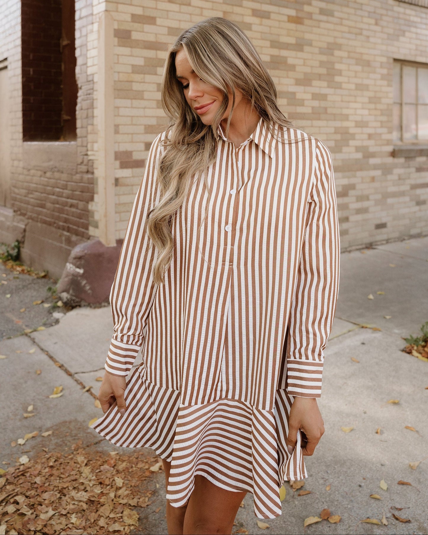 Dallas Dress in Brown Stripe - Dallas Dresses