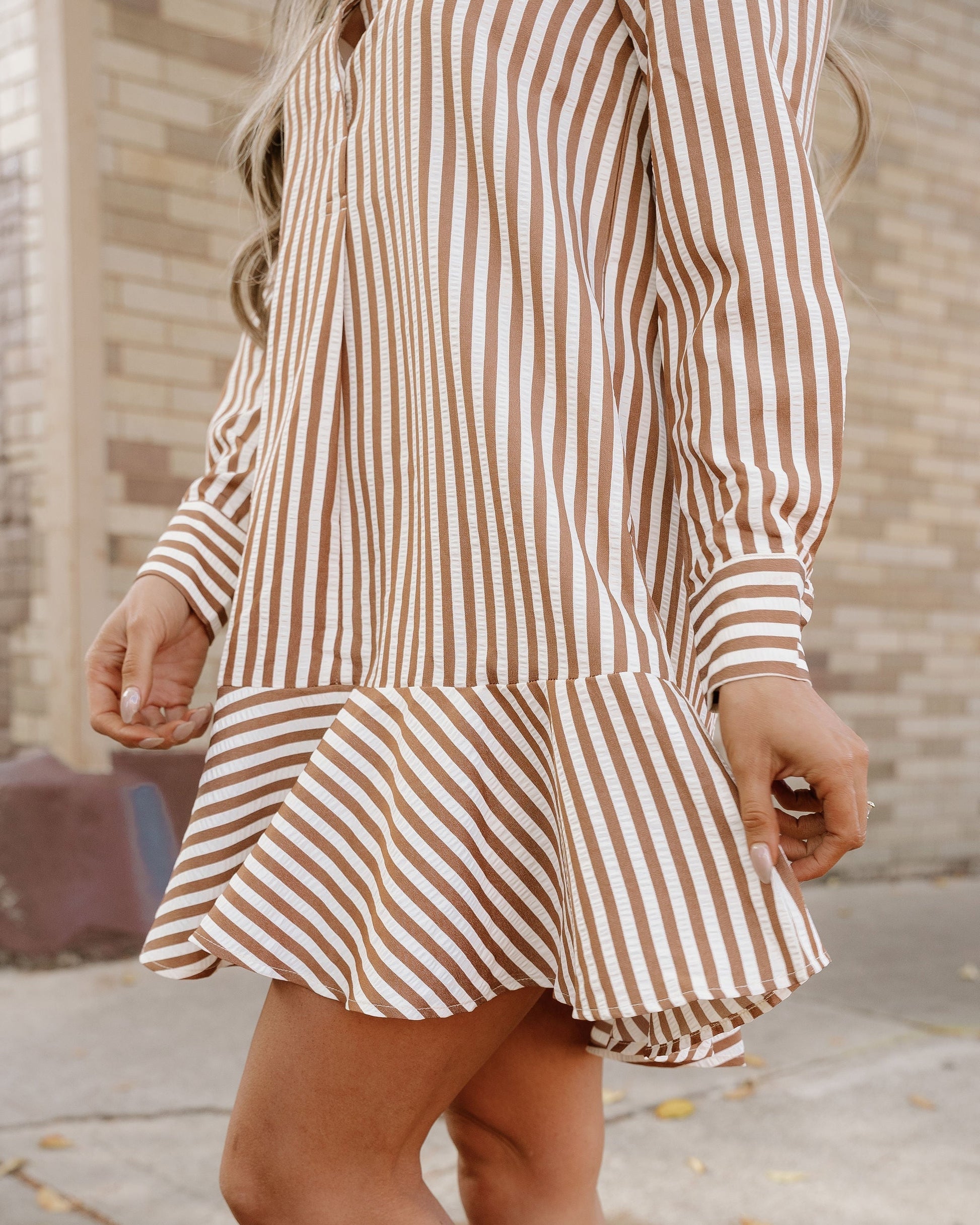Dallas Dress in Brown Stripe view 4 - Dallas Dresses