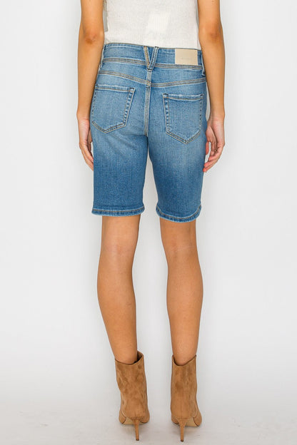 Daphne High Rise Double Button Waistband Bermuda Jeans in XL view 4 - High-Waisted (bottom)