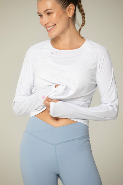 Day Dream Crossover Waistband Leggings in Lt. Blue view 4 (bottom)