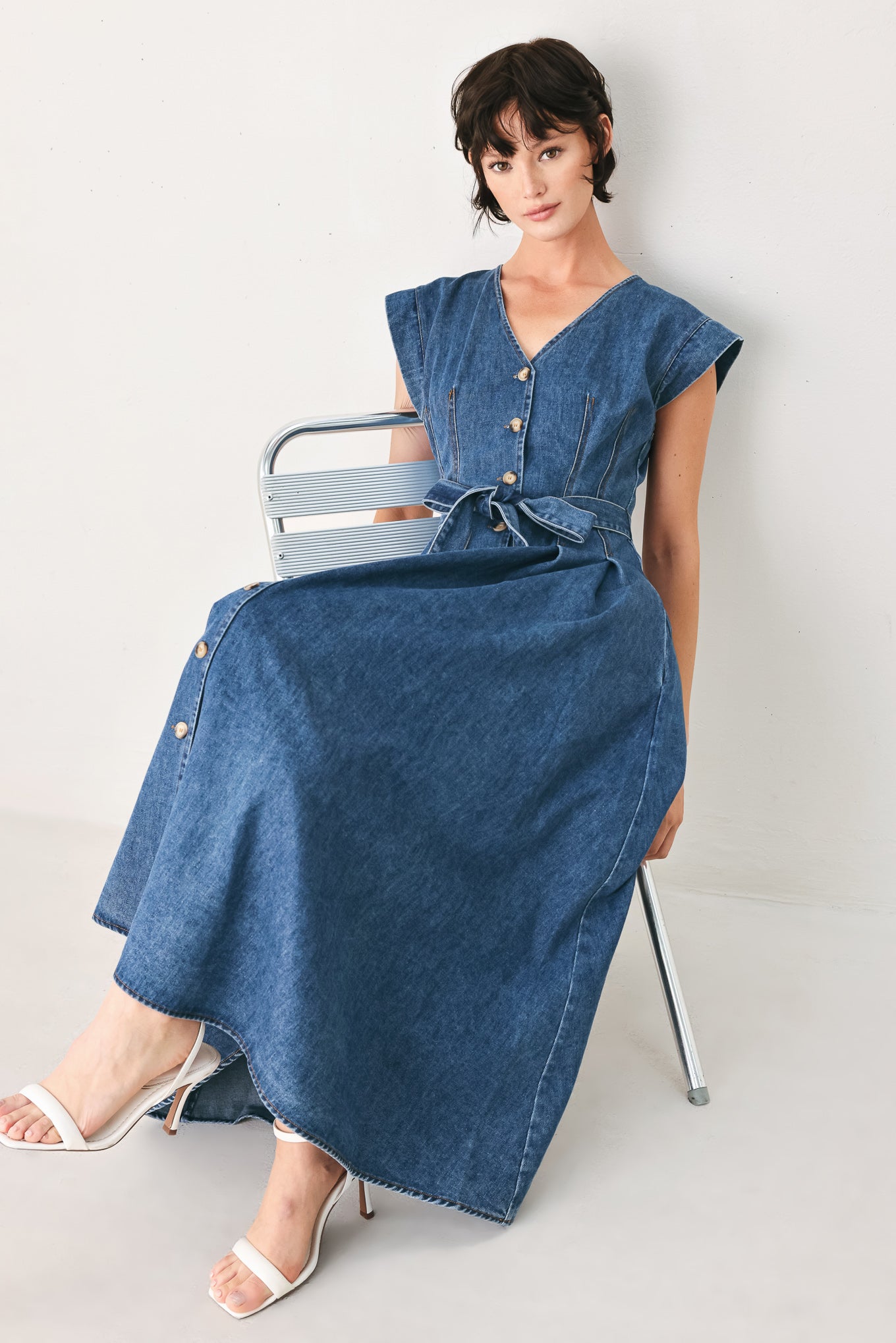 Daydream Denim Midi Dress in MEDIUM INDIGO view 3 - Daydream Denim Dress Gorman