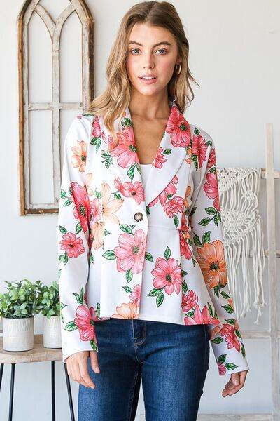 Heimish Full Size Multi Color Floral Blazers with Tunic Plus Size - us.meeeshop