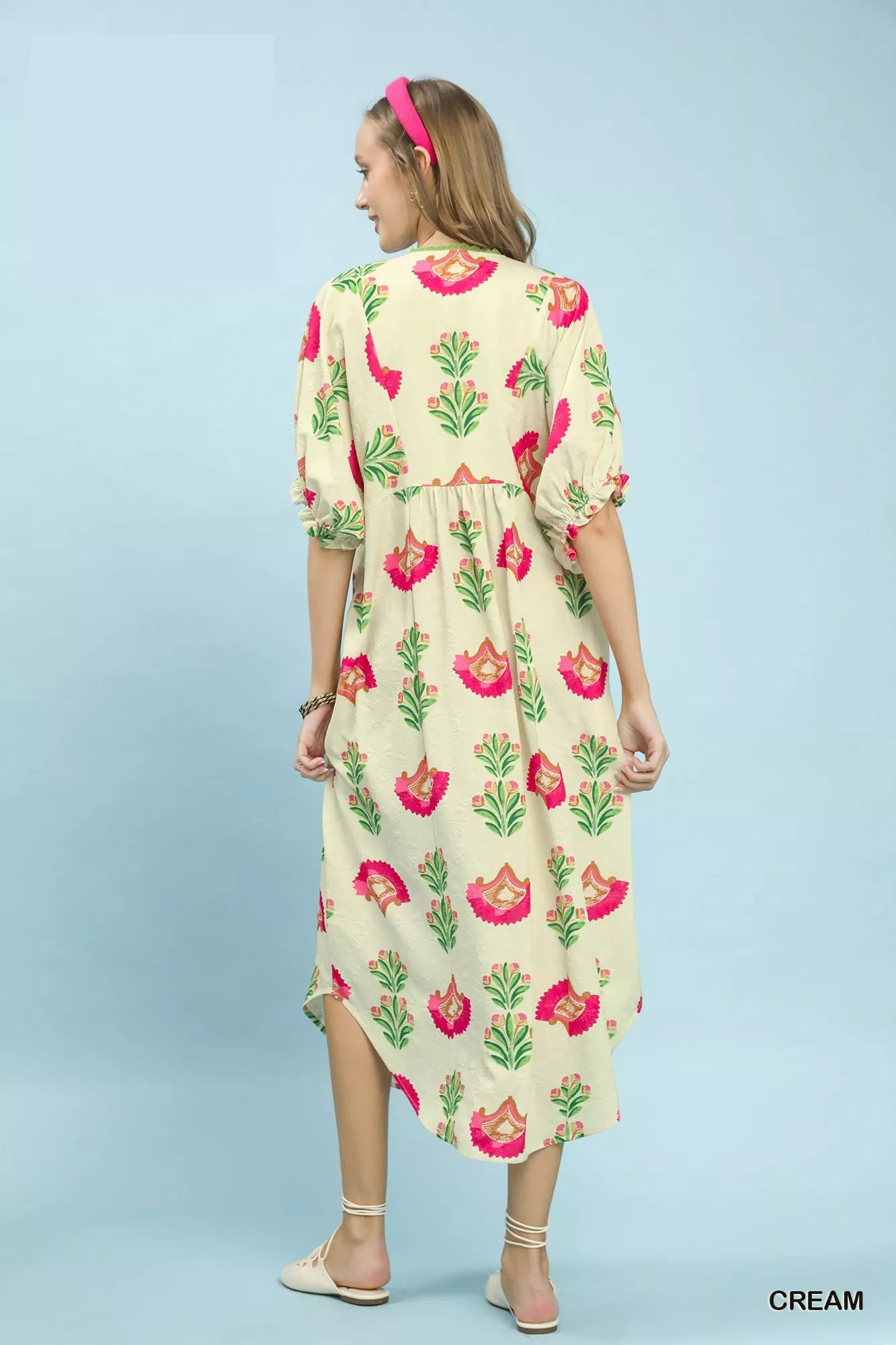 umgee abstract print Umgee Abstract Print V-neck Midi Dress view 4 (dress) - shop at us.meeeshop