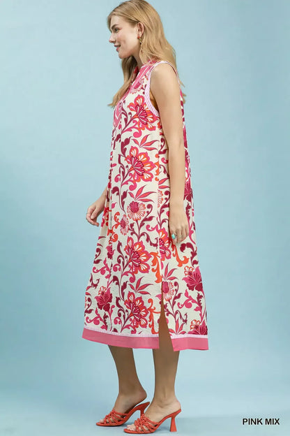 umgee floral scroll Umgee Floral Scroll Sleeveless Midi Dress view 3 (dress) - shop at us.meeeshop