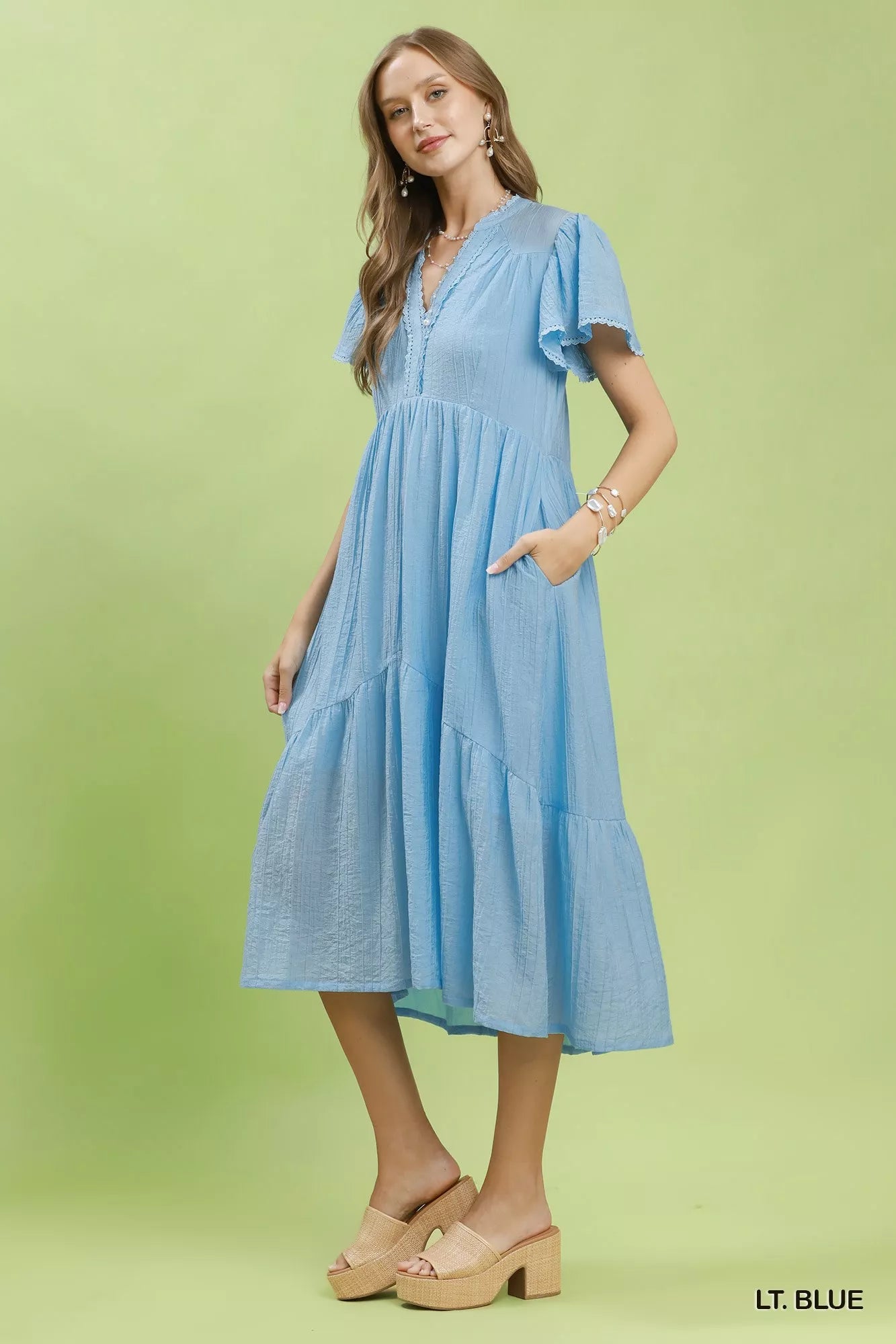 umgee textured tiered Umgee Textured Tiered Midi Dress with Side Pockets view 4 (dress) - shop at us.meeeshop