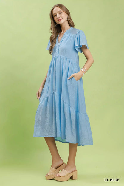 umgee textured tiered Umgee Textured Tiered Midi Dress with Side Pockets view 4 (dress) - shop at us.meeeshop
