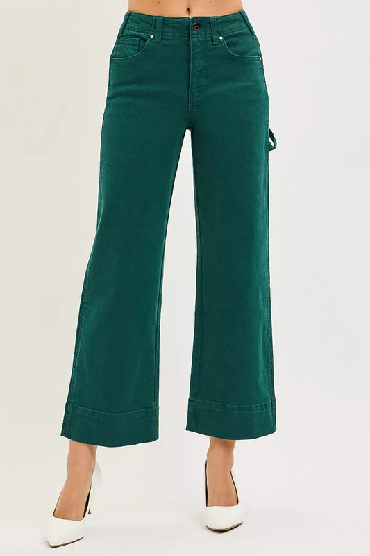 Risen Tummy Control High Rise Crop Wide No Waist Band Pants (women's pants) - shop at us.meeeshop