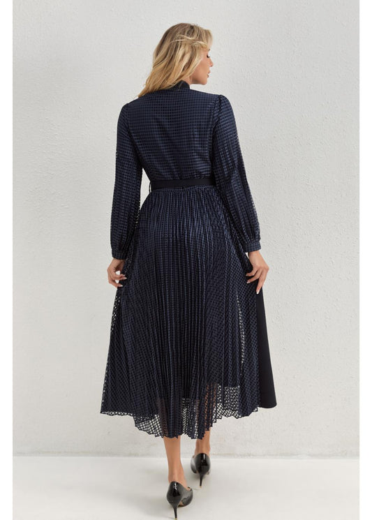 Deep Navy Bloom Midi Dress in S view 2 - Deep Navy Dress Shirt