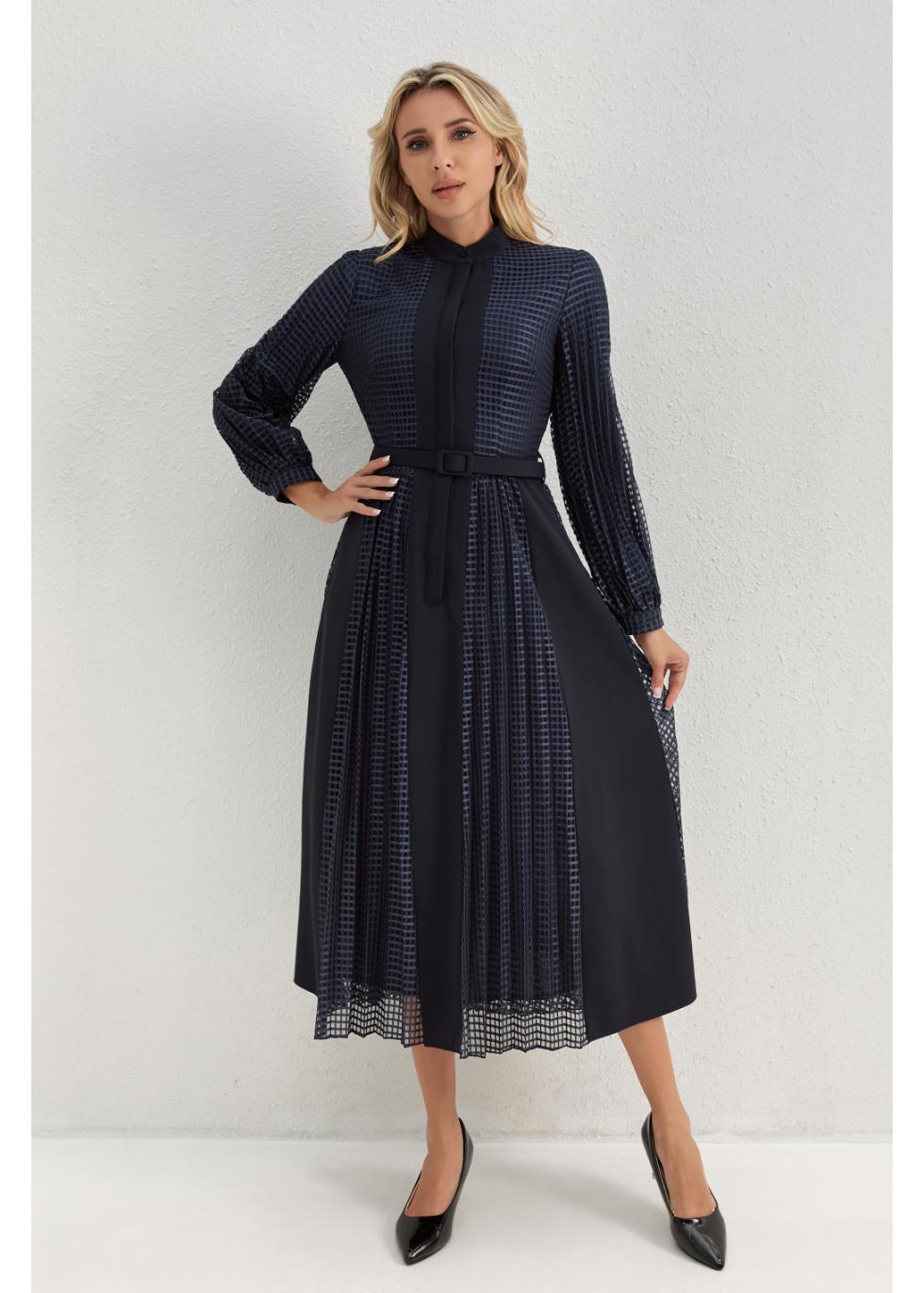 Deep Navy Bloom Midi Dress in XS - Deep Navy Dress Shirt